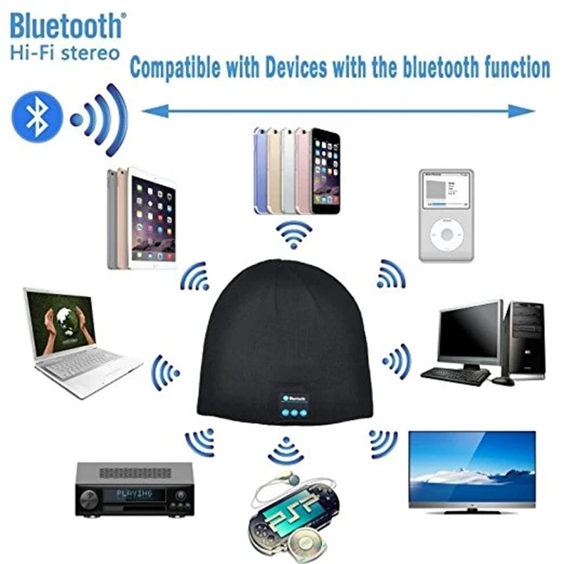 Bluetooth Earphone Music Hat Winter Wireless Headphone Cap Headset Mic Outdoor Cycling Hiking Knitted Hat