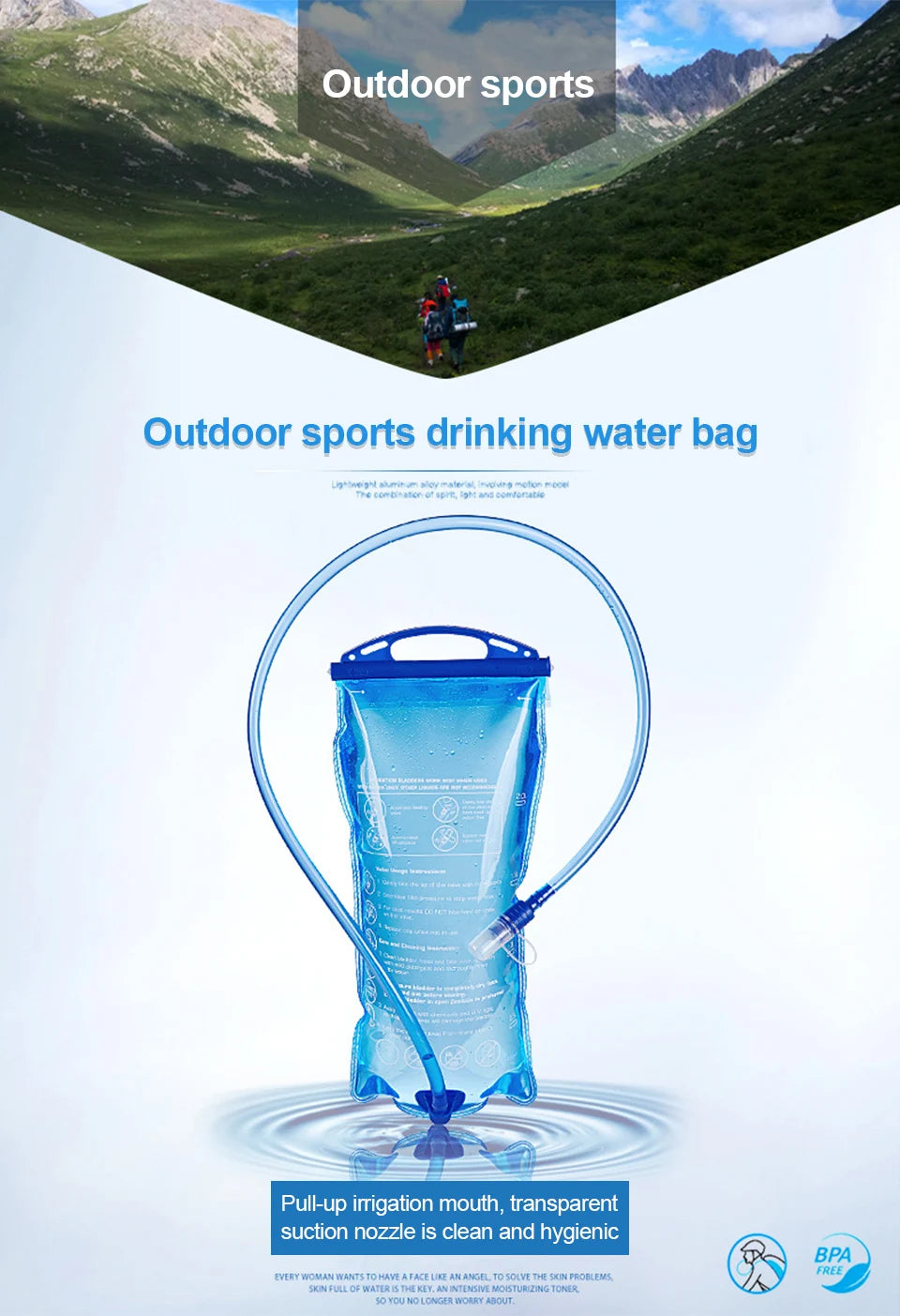 Water Reservoir Water Bladder Hydration Pack Storage Bag 1.5L 2L 3L Running Hydration Vest Backpack for Camping Hiking Climbing