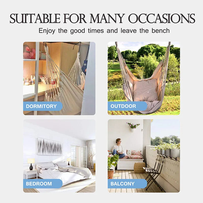 Fabric Hammock Chair Swing Rocking Chair With Storage Bag Dormitory Chair Portable Outdoor Garden Camping Anti Rollover Hammock