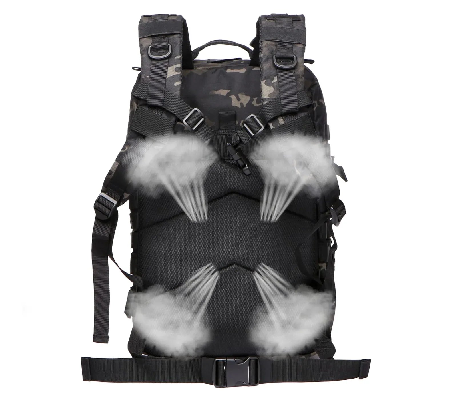 Outdoor tactical backpack, waterproof, lightweight, large capacity, multi-functional design, suitable for hiking and camping.