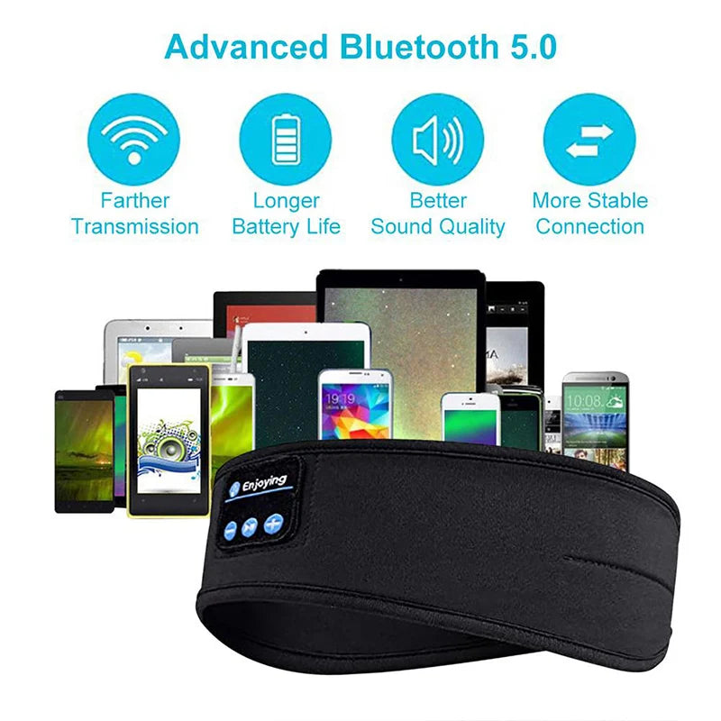 Wireless Bluetooth Earphone Sleeping Running Headband Stereo Earphones Sports Headset Music Hat With Mic Smart Phone Headphone