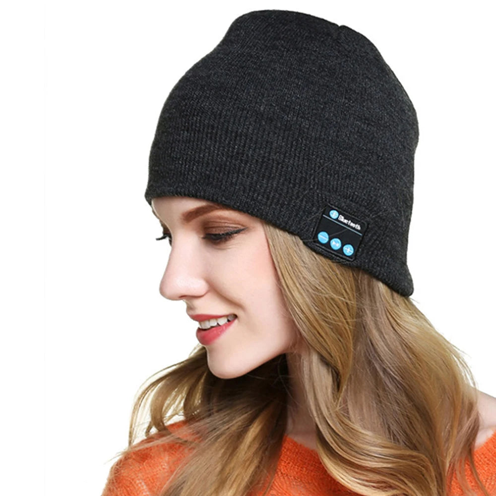 Bluetooth-compatible 5.0 Headphones Beanie Black Hat Winter Sport Music Cap Wireless Headset with Mic Speaker for Xiaomi Huawei