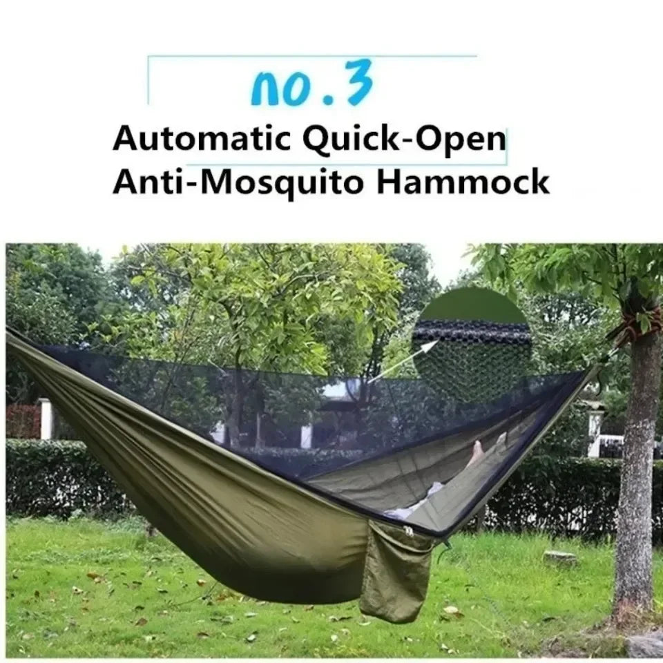 Outdoor Hammock With Net – Lightweight Parachute Fabric For Camping & Travel