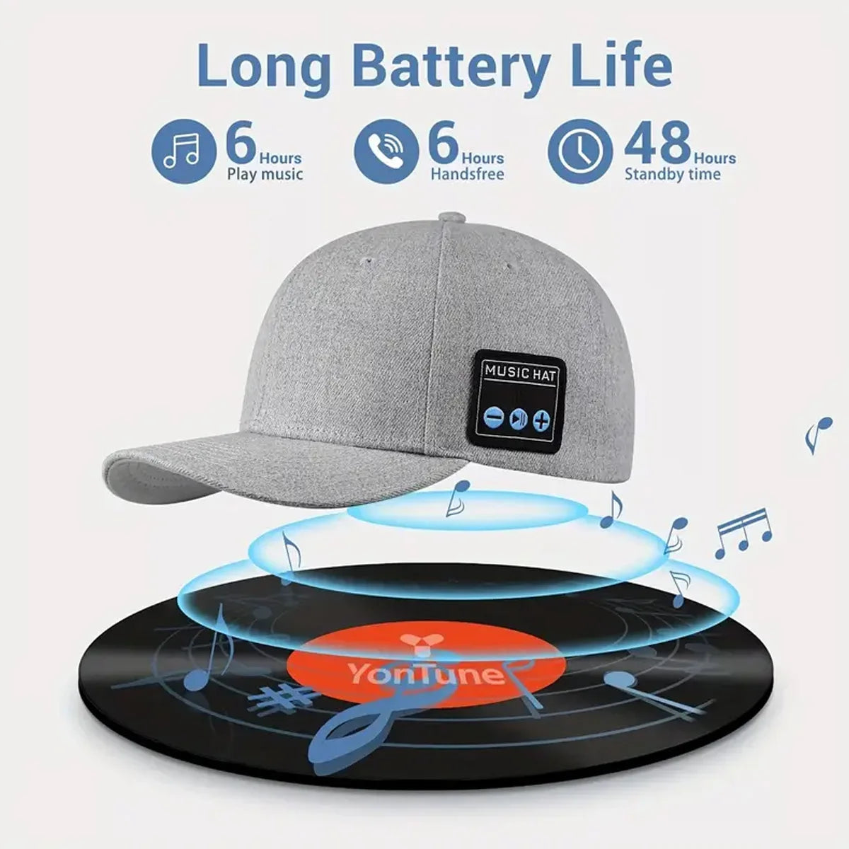Music Hat with Bluetooth Speaker Adjustable Bluetooth Hat Wireless Smart Speaker Cap for Outdoor Sport Baseball Cap with Mic