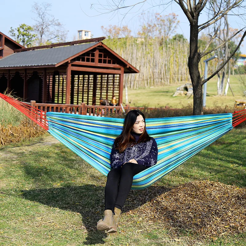 New Creative Canvas Single Hammock Outdoor Courtyard Sleeping Hammock Camping Indoor Children's Swing Thick Striped Hammock