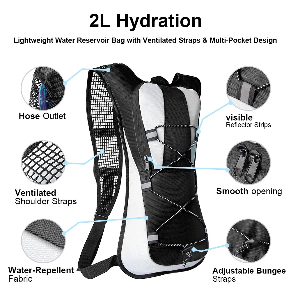 Hydration Backpack Hydration Pack with 2L Water Bladder, Lightweight Insulation Water Backpack for CyclingHiking,RunningClimbing