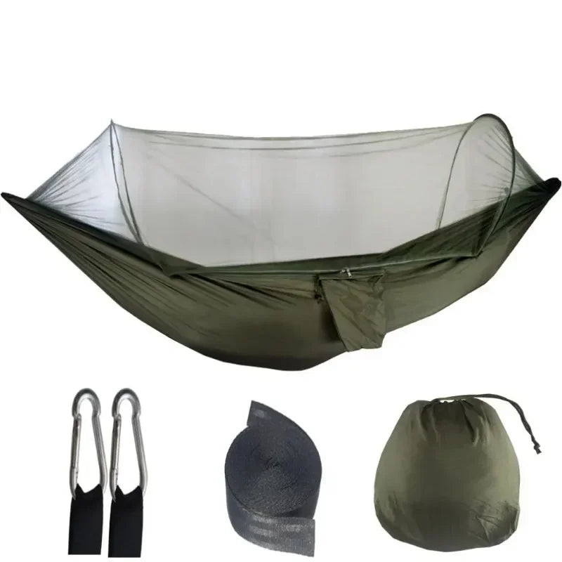 Outdoor Hammock With Net – Lightweight Parachute Fabric For Camping & Travel