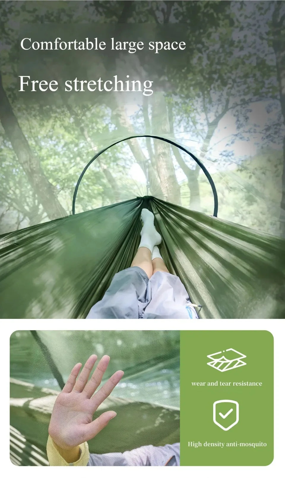 Hammock Sleep Swing Portable Net Outdoor Strength Parachute Fabric Hanging Camping Garden Hammock for Wilderness Camping on Foot