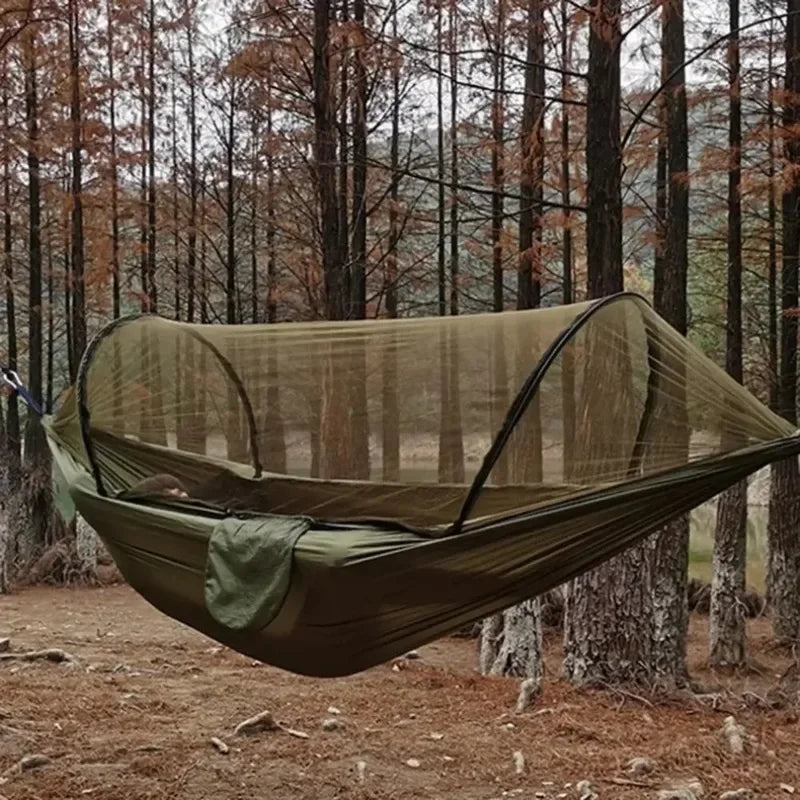 Outdoor Hammock With Net – Lightweight Parachute Fabric For Camping & Travel