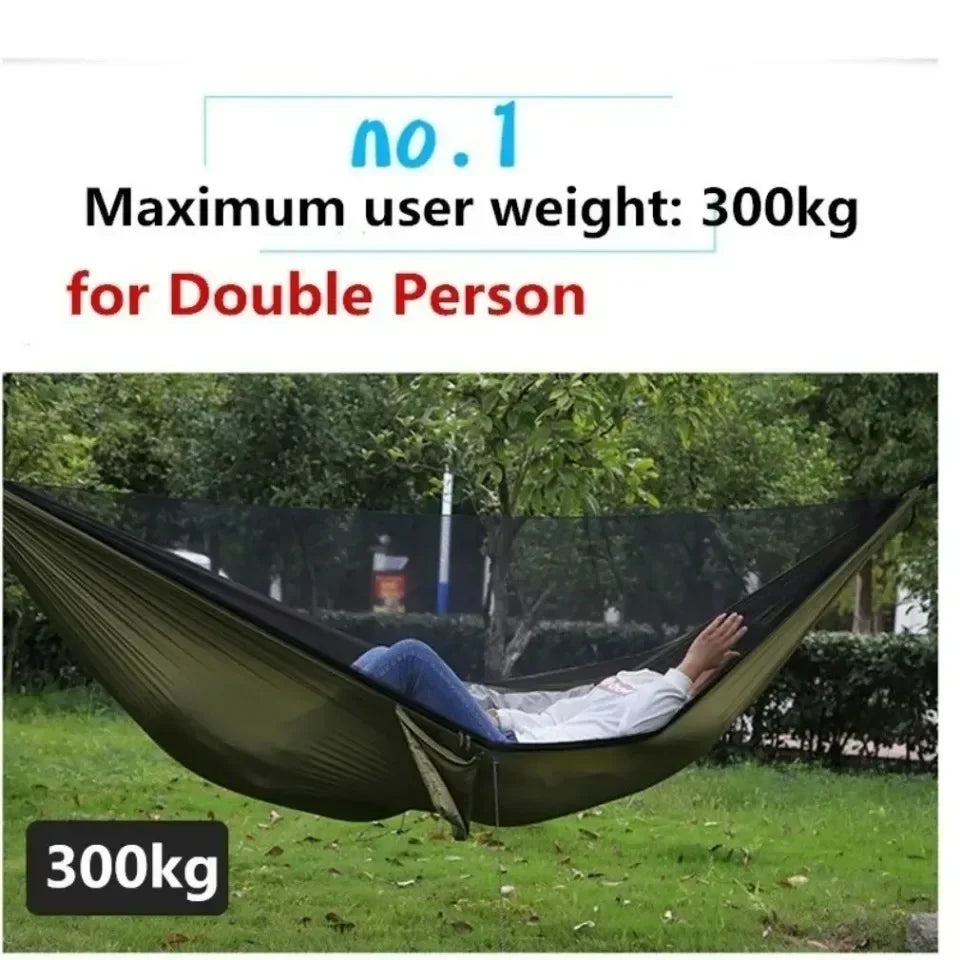 Outdoor Hammock With Net – Lightweight Parachute Fabric For Camping & Travel