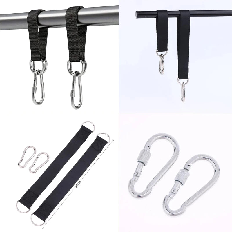 {MX} 2Pcs Durable Hammock Swing Hanging Belt And Steel Alloy Hooks Outdoor Camping Hiking Tools Hammock Accessories