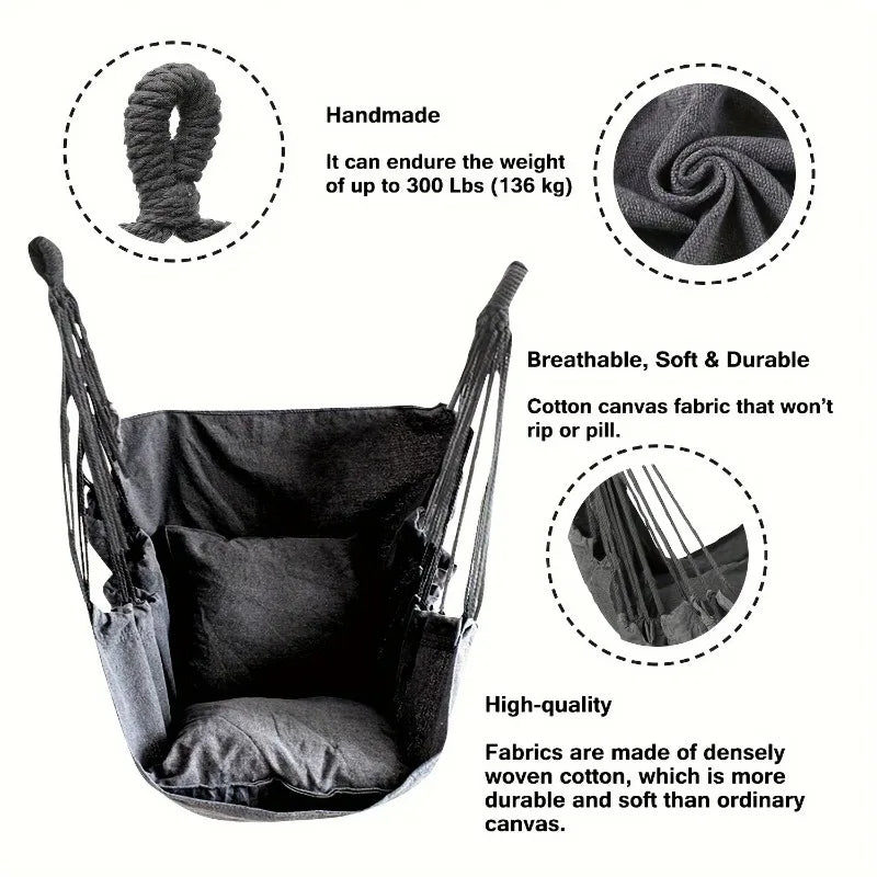 Fabric Hammock Chair Swing Rocking Chair With Storage Bag Dormitory Chair Portable Outdoor Garden Camping Anti Rollover Hammock