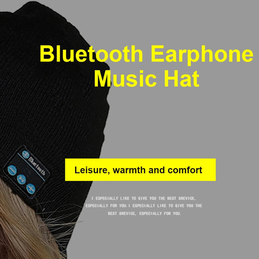 Bluetooth-compatible 5.0 Headphones Beanie Black Hat Winter Sport Music Cap Wireless Headset with Mic Speaker for Xiaomi Huawei