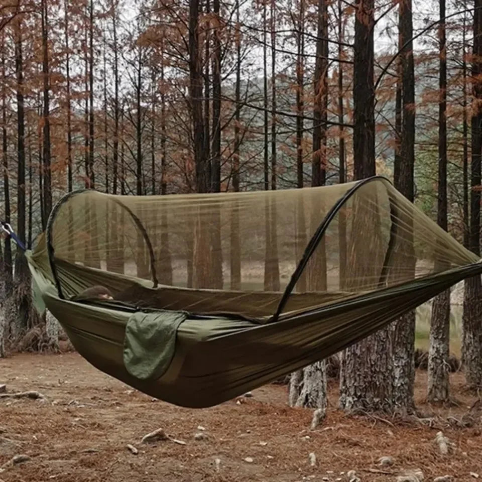 Outdoor Hammock With Net – Lightweight Parachute Fabric For Camping & Travel