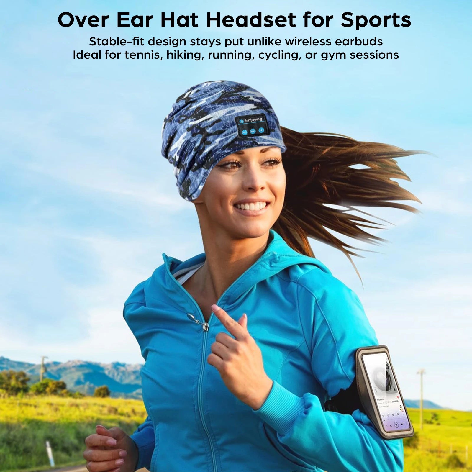 Bluetooth Headphone Wireless Smart Cap Headset Women Beanie Speaker Hunting Camping Running Music Earphone Hat Rechargeable
