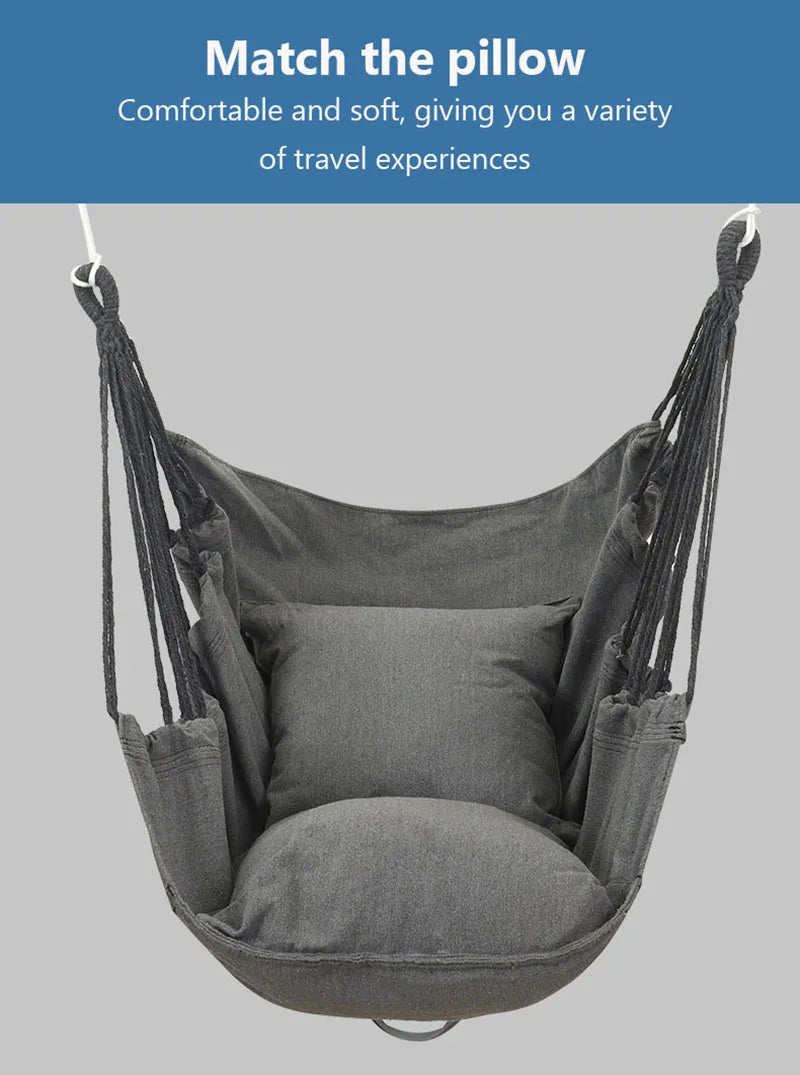 Fabric Hammock Chair Swing Rocking Chair With Storage Bag Dormitory Chair Portable Outdoor Garden Camping Anti Rollover Hammock