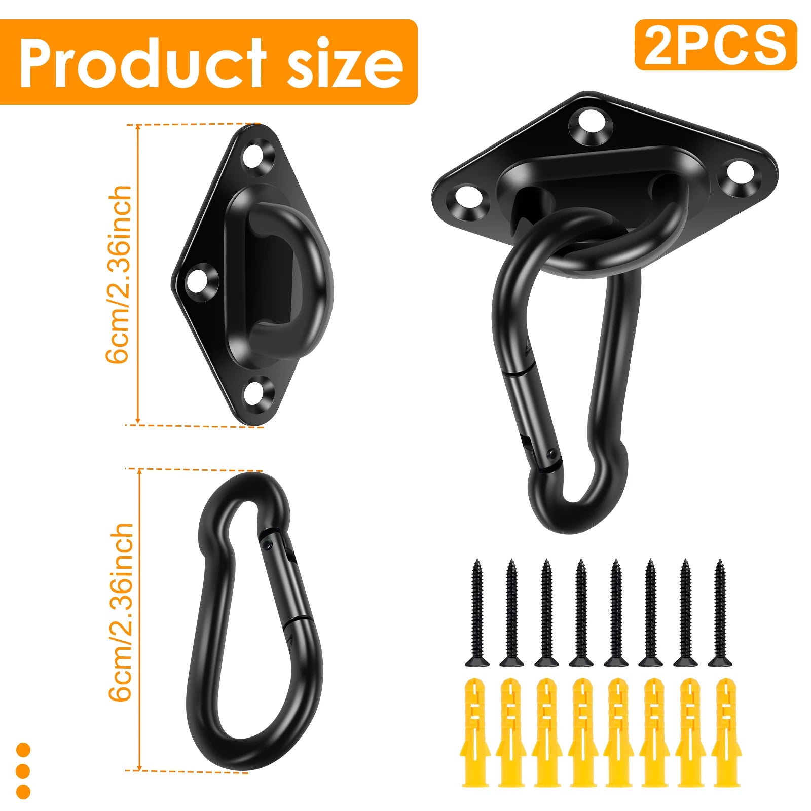 2Pcs Hammock Hooks Hanging Kit M6 M8 304 Stainless Steel Ceiling Hanging Kit Sun Shade Sail Hardware Set for Garden Patio