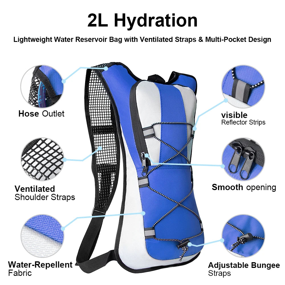 Hydration Backpack Hydration Pack with 2L Water Bladder, Lightweight Insulation Water Backpack for CyclingHiking,RunningClimbing