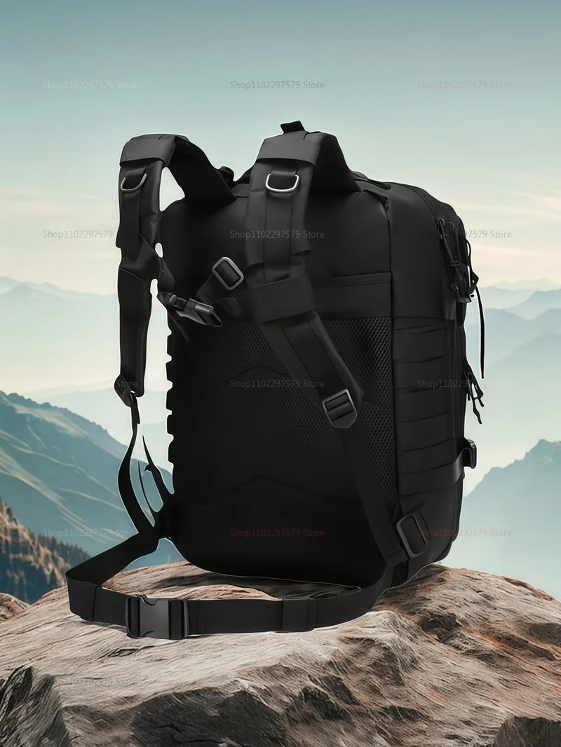 Outdoor tactical backpack, waterproof, lightweight, large capacity, multi-functional design, suitable for hiking and camping.