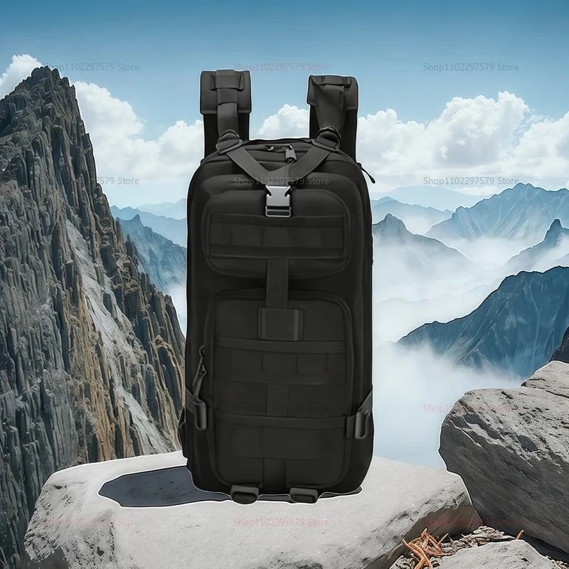 Outdoor tactical backpack, waterproof, lightweight, large capacity, multi-functional design, suitable for hiking and camping.