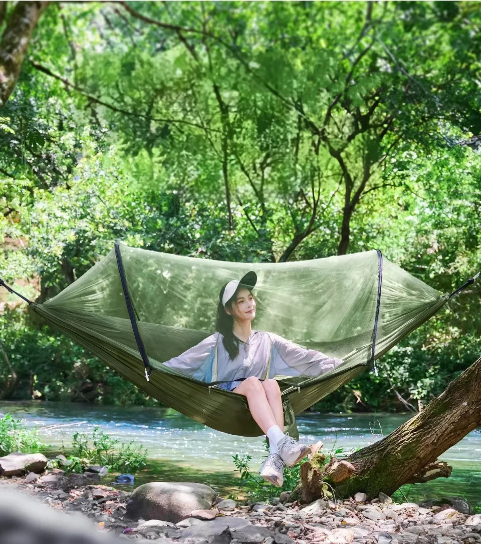 Hammock Sleep Swing Portable Net Outdoor Strength Parachute Fabric Hanging Camping Garden Hammock for Wilderness Camping on Foot