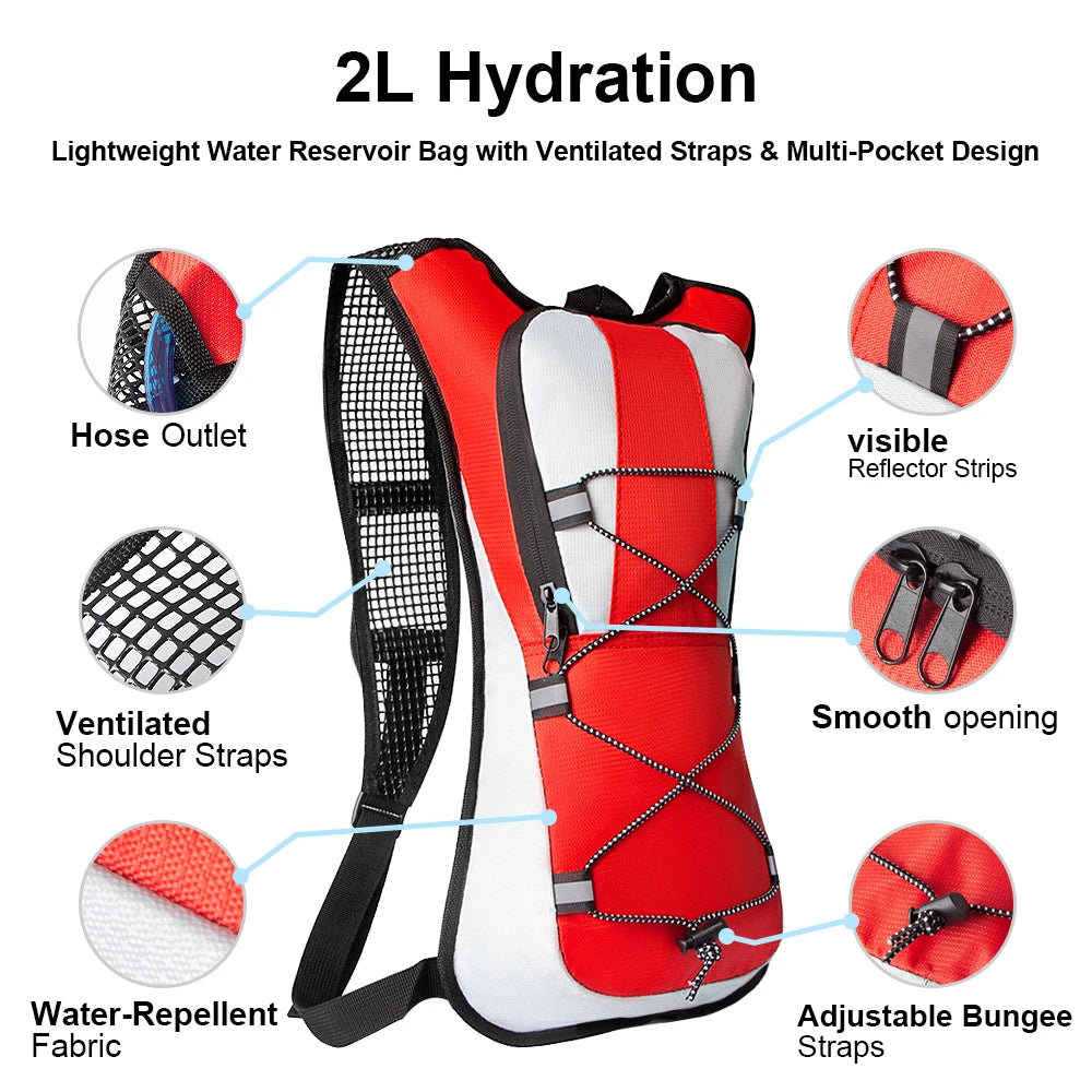 Hydration Backpack Hydration Pack with 2L Water Bladder, Lightweight Insulation Water Backpack for CyclingHiking,RunningClimbing