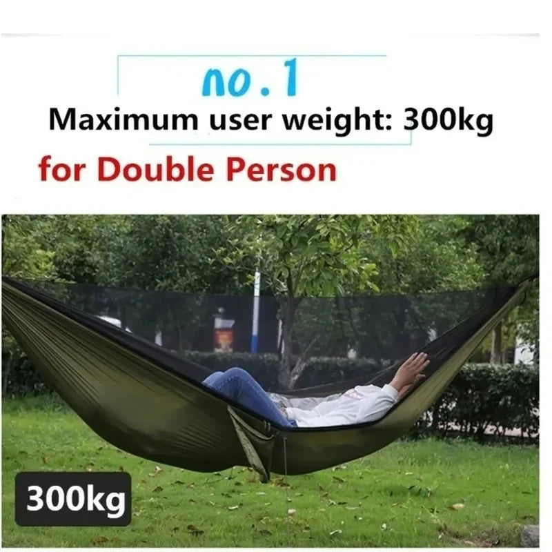 Outdoor Hammock With Net – Lightweight Parachute Fabric For Camping & Travel