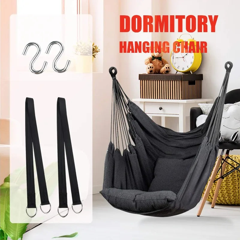Fabric Hammock Chair Swing Rocking Chair With Storage Bag Dormitory Chair Portable Outdoor Garden Camping Anti Rollover Hammock