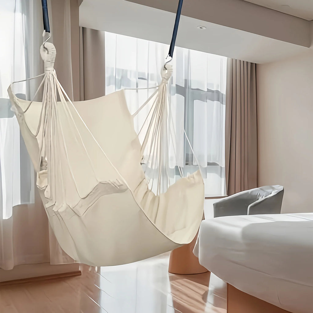 1 PC Comfort Canvas Hammock Chair - Relaxing College Dorm Swing, Sturdy Two Tie Ropes, Suitable for Indoor/Outdoor Use