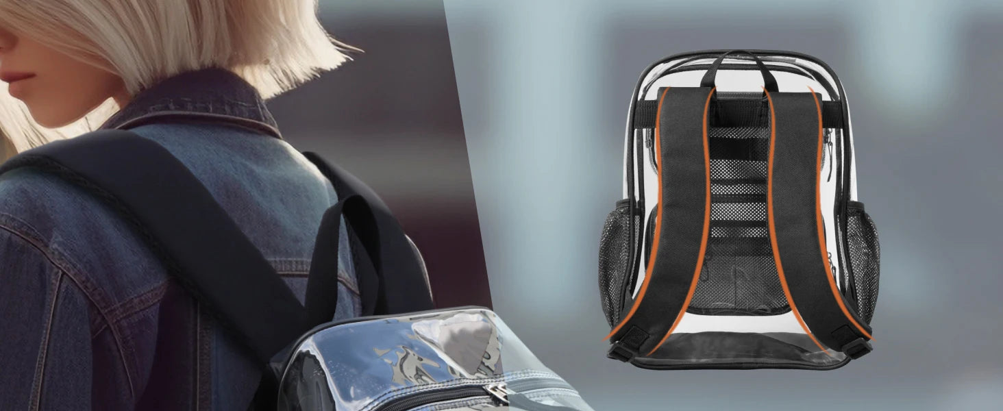 PACKISM Clear Backpack for School - 17 inch Large Heavy Duty Clear Bookbag, See Through PVC Backpacks (for age 12 above)
