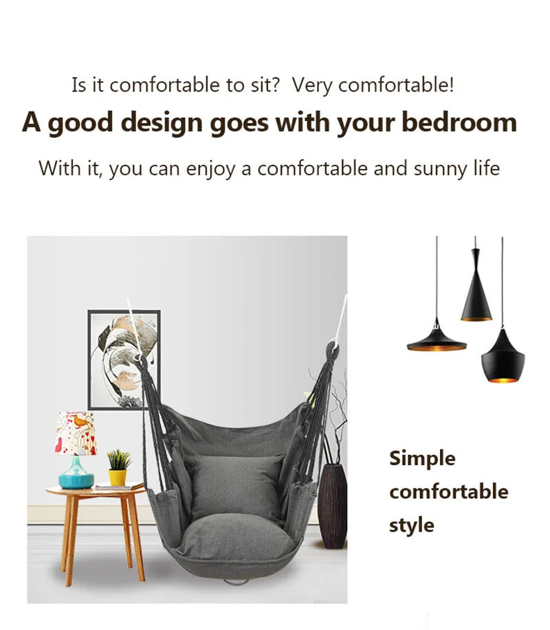 Fabric Hammock Chair Swing Rocking Chair With Storage Bag Dormitory Chair Portable Outdoor Garden Camping Anti Rollover Hammock