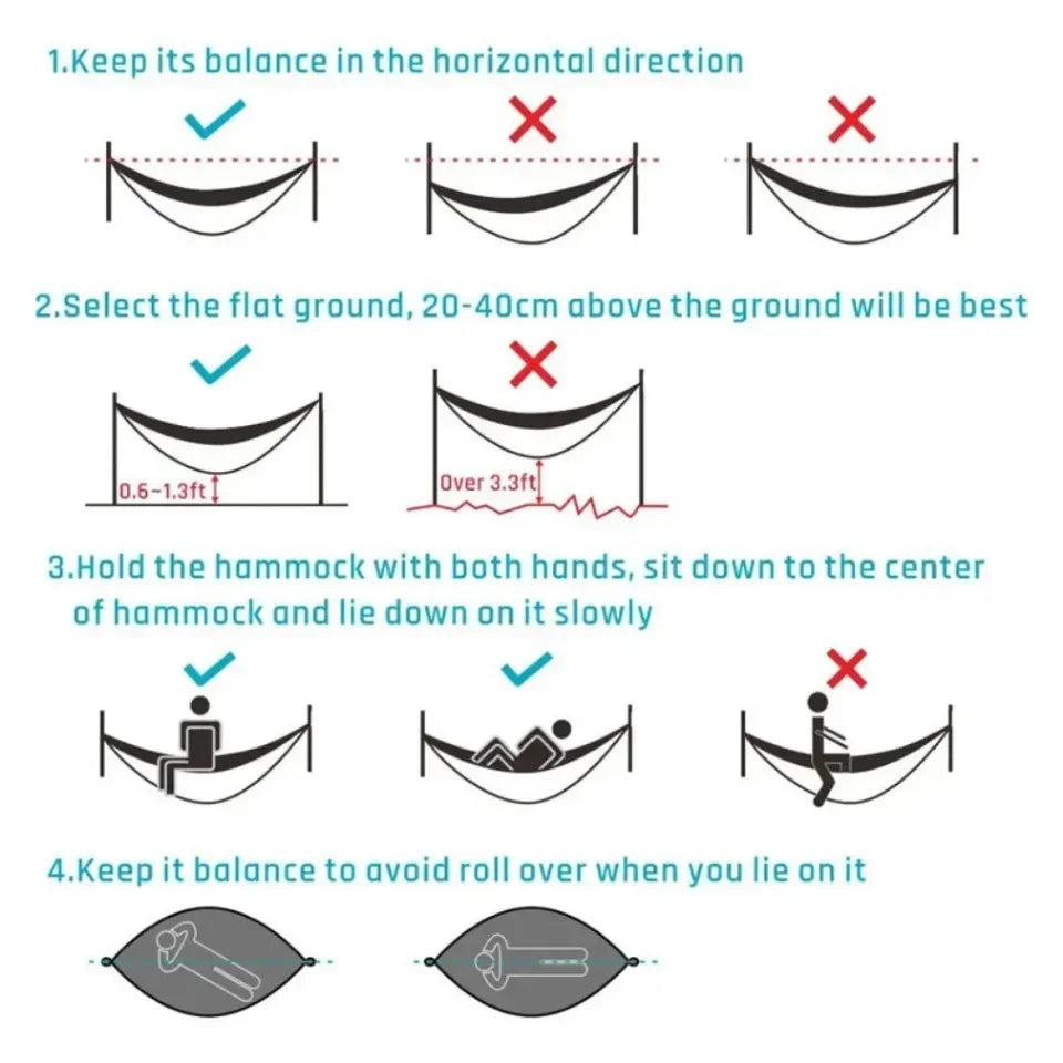 Outdoor Hammock With Net – Lightweight Parachute Fabric For Camping & Travel
