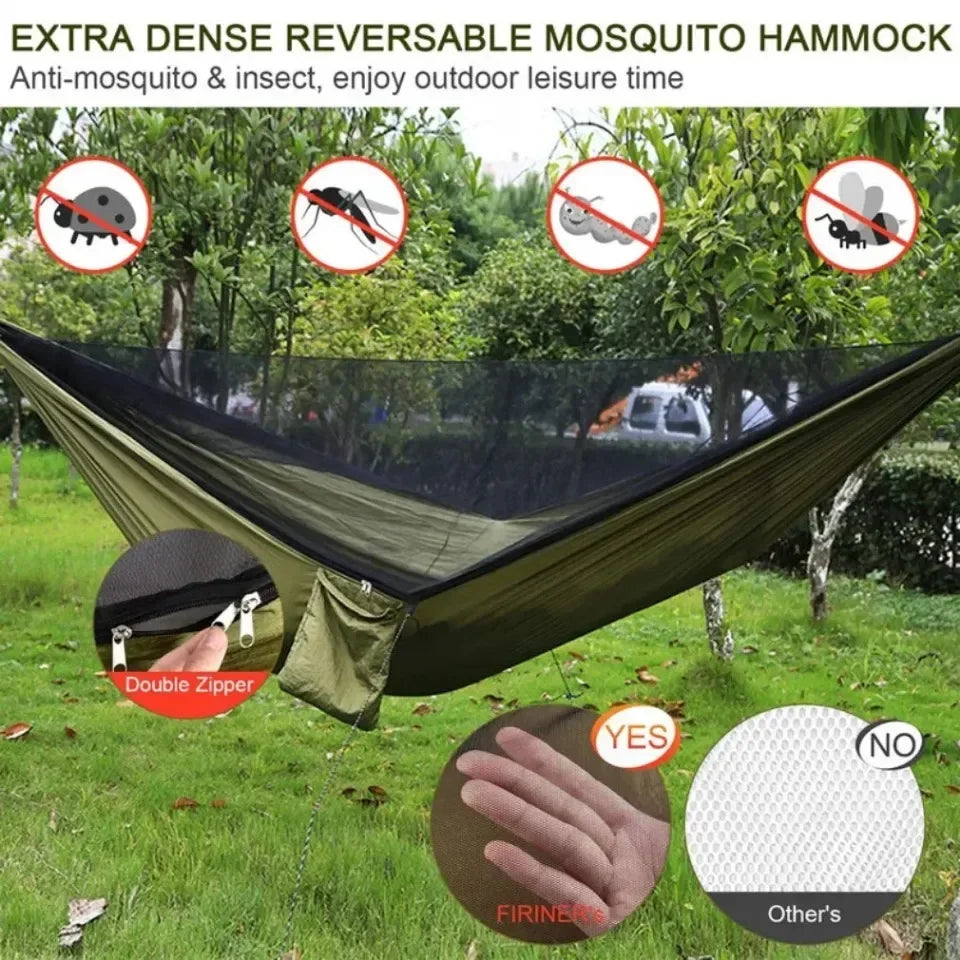 Outdoor Hammock With Net – Lightweight Parachute Fabric For Camping & Travel