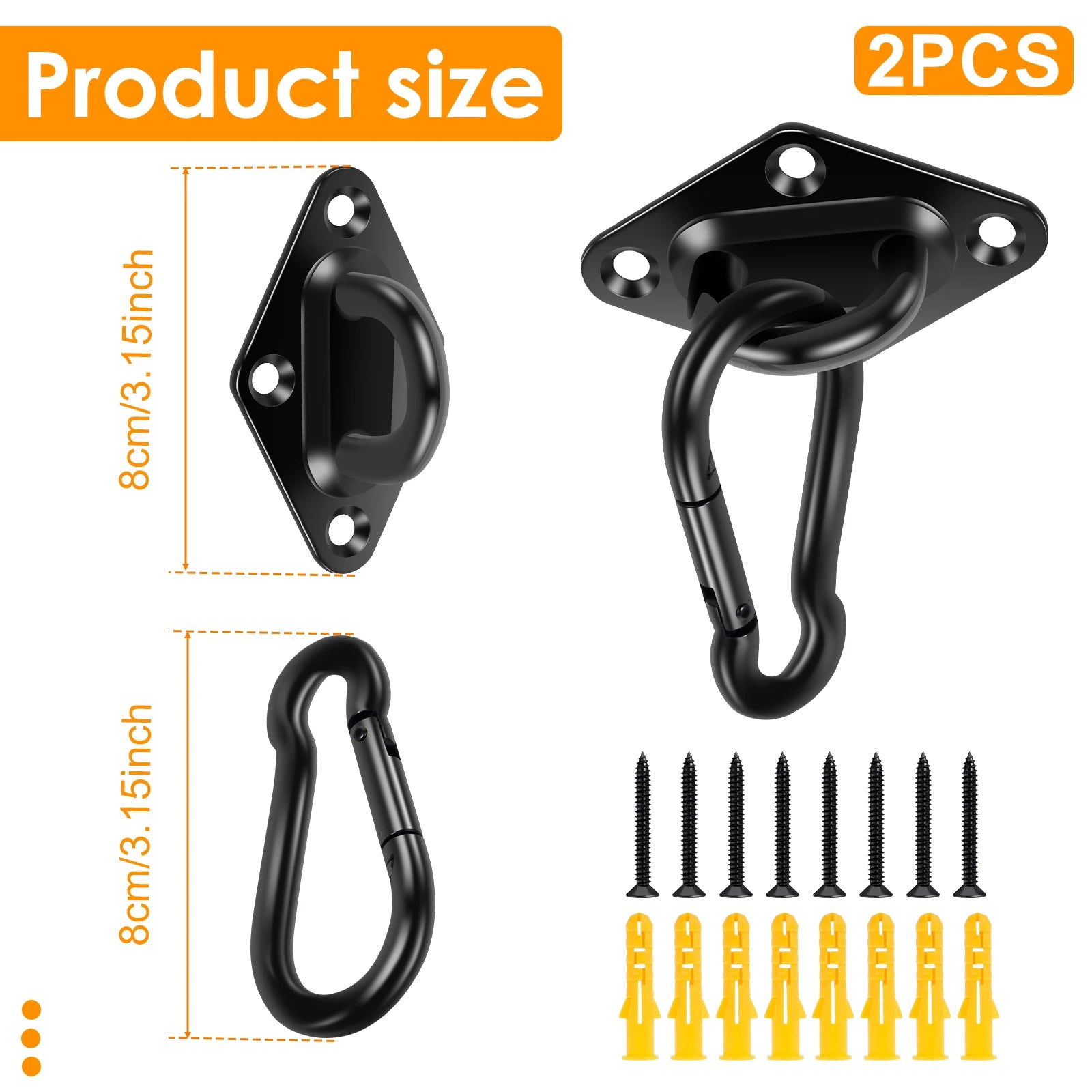 2Pcs Hammock Hooks Hanging Kit M6 M8 304 Stainless Steel Ceiling Hanging Kit Sun Shade Sail Hardware Set for Garden Patio