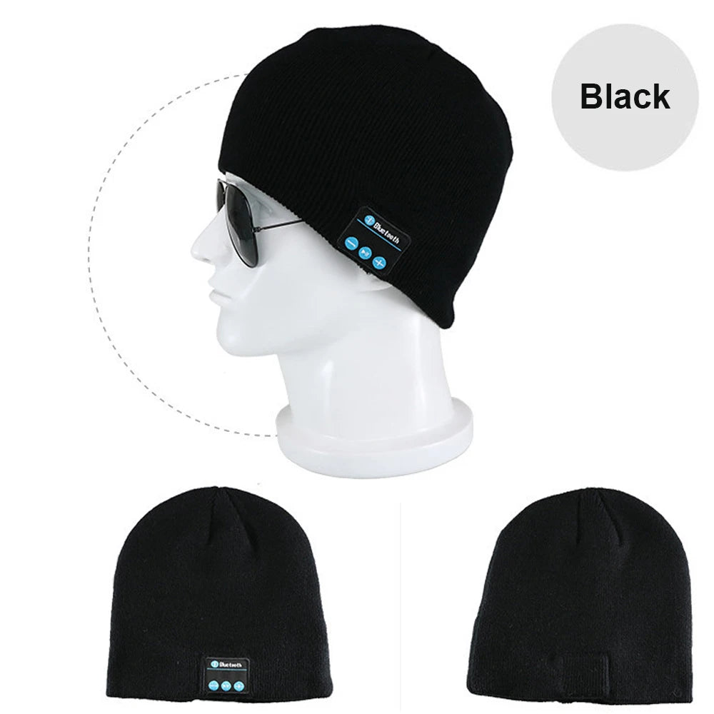 Bluetooth-compatible 5.0 Headphones Beanie Black Hat Winter Sport Music Cap Wireless Headset with Mic Speaker for Xiaomi Huawei