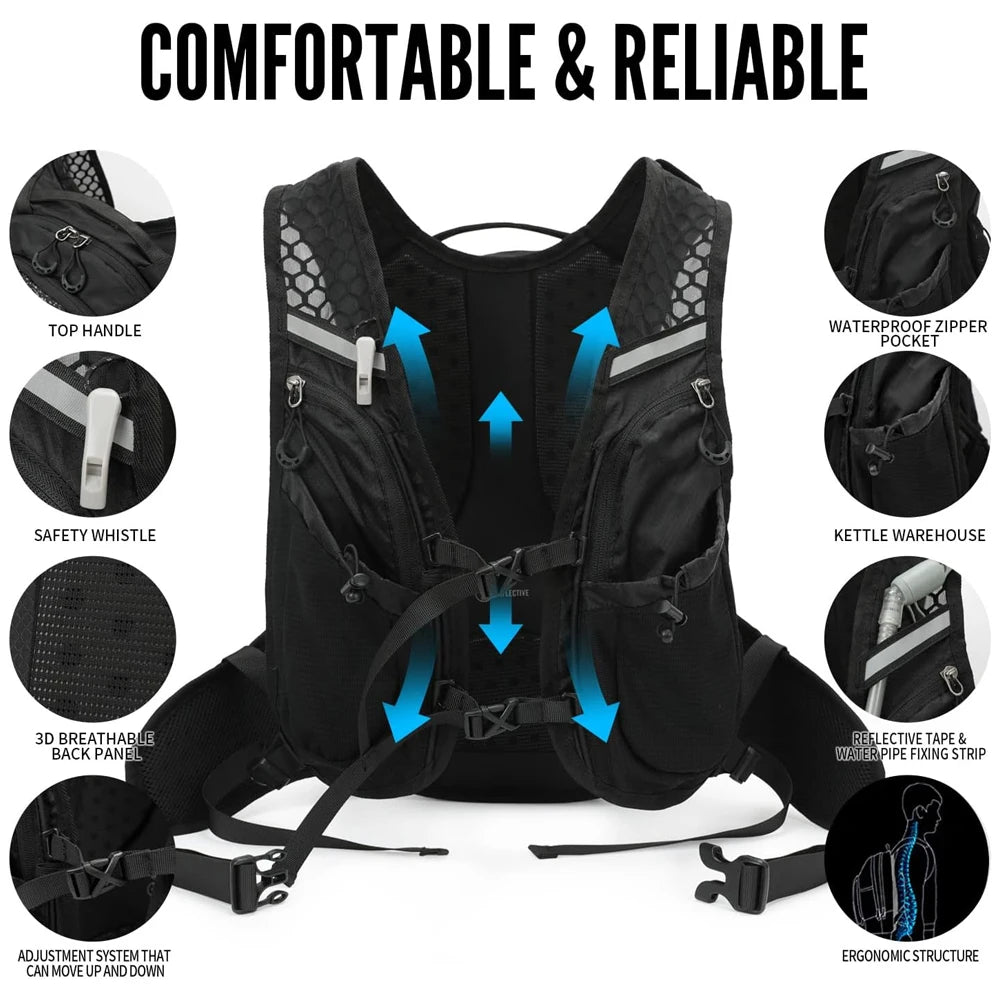 Trail Running Hydration Pack 16L,Cycling Backpack with Water Bladder,BPA-Free DrinkingTube,Quick-Access Pockets for HikingSports