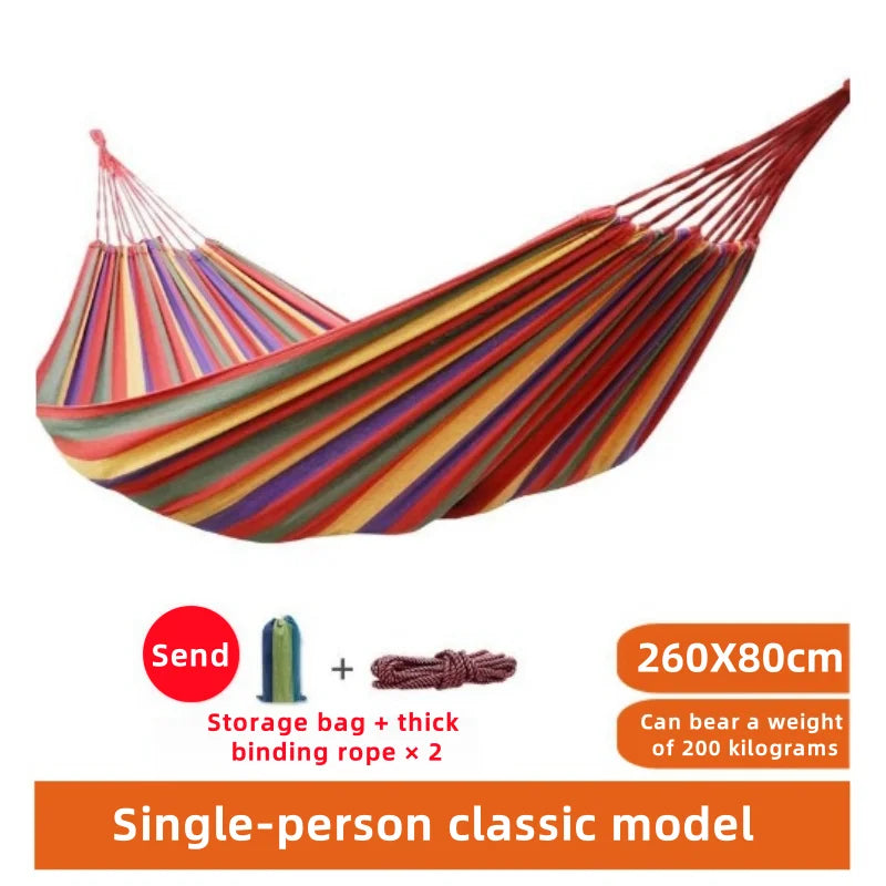 Outdoor canvas hammock - Portable outdoor/indoor rope double-person hammock - Suitable for camping, beach, travel, backyard use
