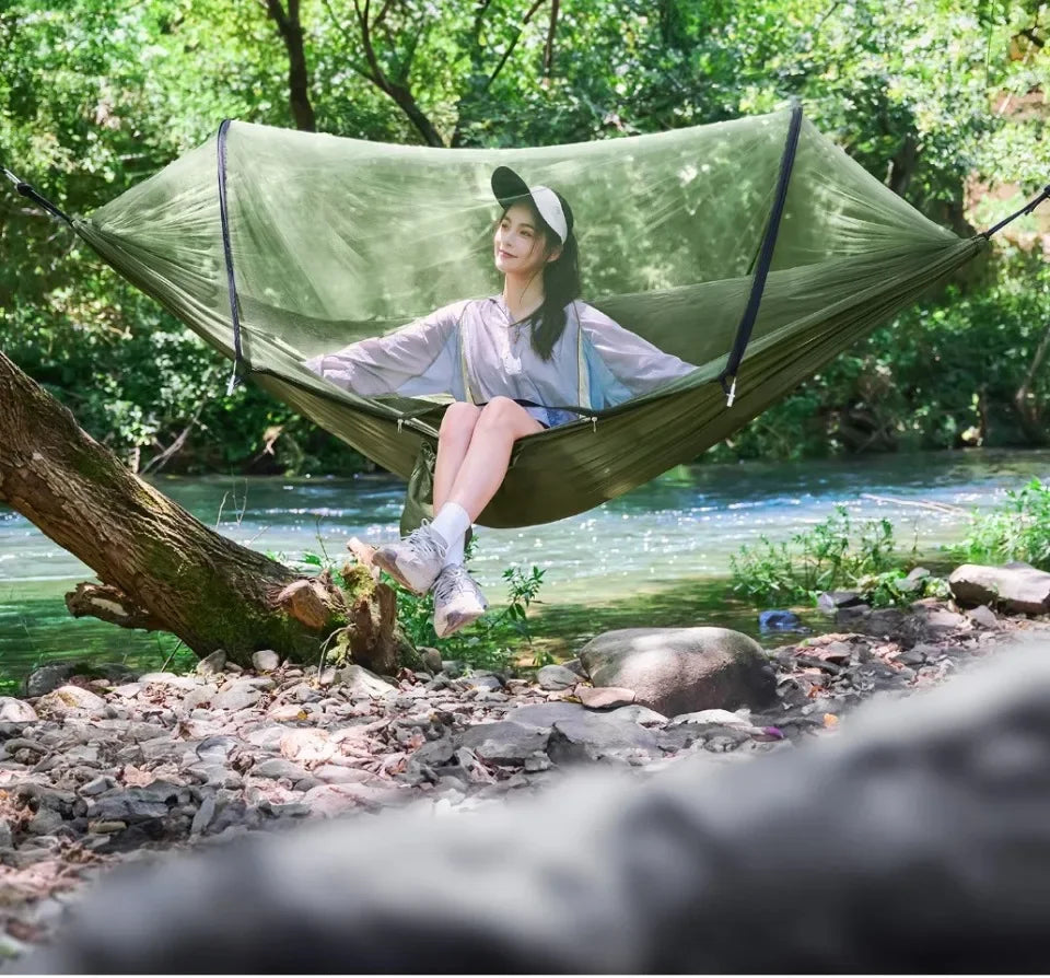 Hammock Sleep Swing Portable Net Outdoor Strength Parachute Fabric Hanging Camping Garden Hammock for Wilderness Camping on Foot