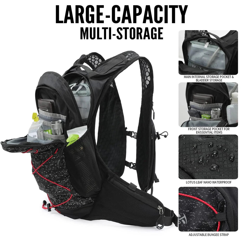 Trail Running Hydration Pack 16L,Cycling Backpack with Water Bladder,BPA-Free DrinkingTube,Quick-Access Pockets for HikingSports