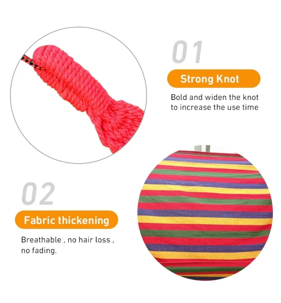 Outdoor canvas hammock - Portable outdoor/indoor rope double-person hammock - Suitable for camping, beach, travel, backyard use