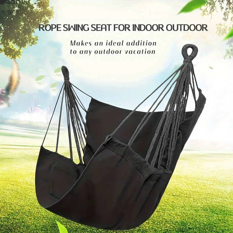 1 PC Comfort Canvas Hammock Chair - Relaxing College Dorm Swing, Sturdy Two Tie Ropes, Suitable for Indoor/Outdoor Use