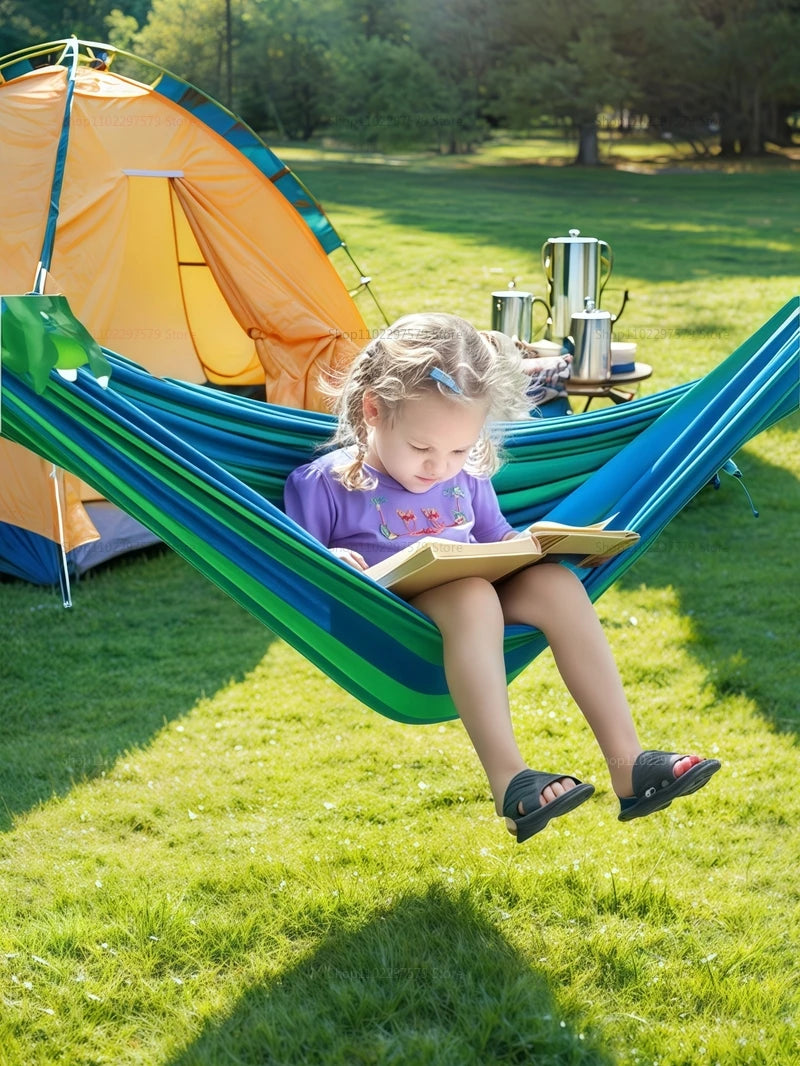 Outdoor canvas hammock - Portable outdoor/indoor rope double-person hammock - Suitable for camping, beach, travel, backyard use